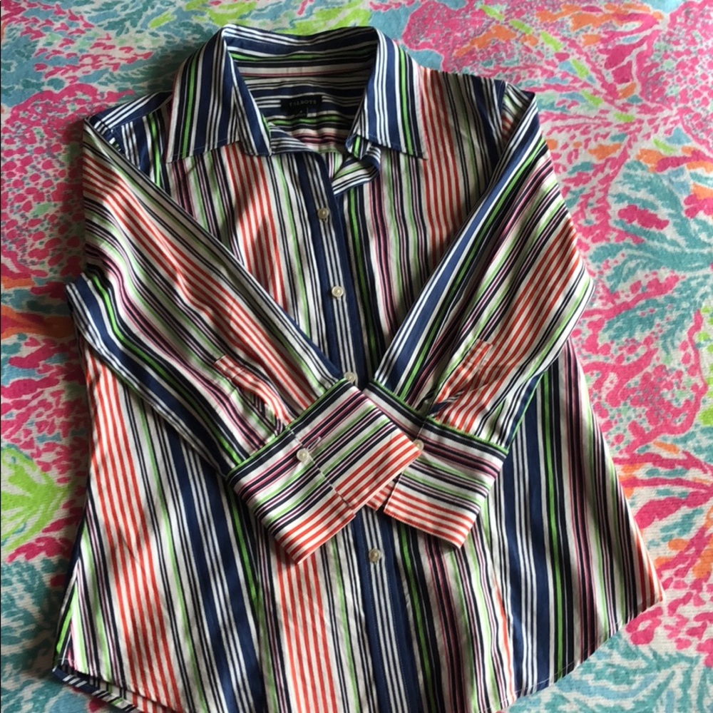 EUC Talbots stripped button up